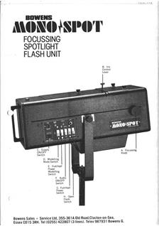 Bowens Ltd MonoSpot manual. Camera Instructions.